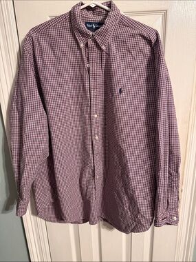 Ralph Lauren Men’s Pink and Blue Checked Button-Down Shirt